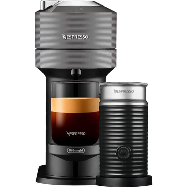 Nespresso Vertuo Next Value Pack kaffemaskine og mælkeskummer, grå