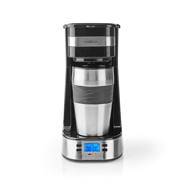 Single-serve kaffemaskine med Timer & LED display | Inkl. rejsekrus i Rustfrit stål | 0,42L