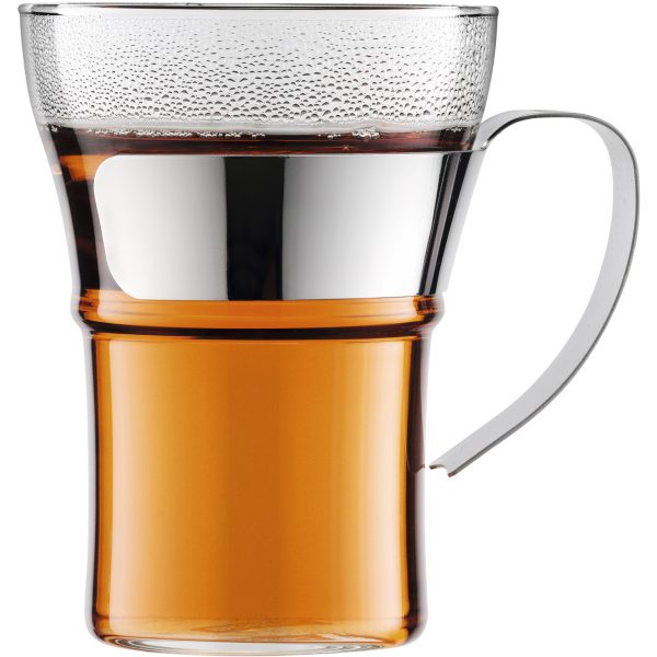 ASSAM Kaffeglas med krom hank, 2 stk. - 0,35 l