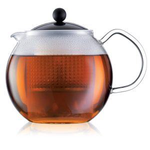 Assam tekande med glashåndtag, 1,5 l, sort