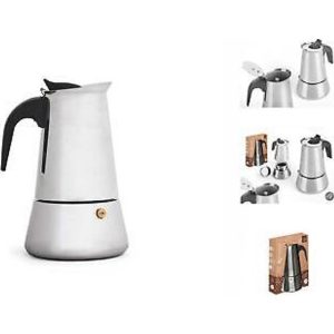 Kinvara Italiensk Kaffekande S12AA-9T Sort Sølvfarvet Stål 9 Kopper